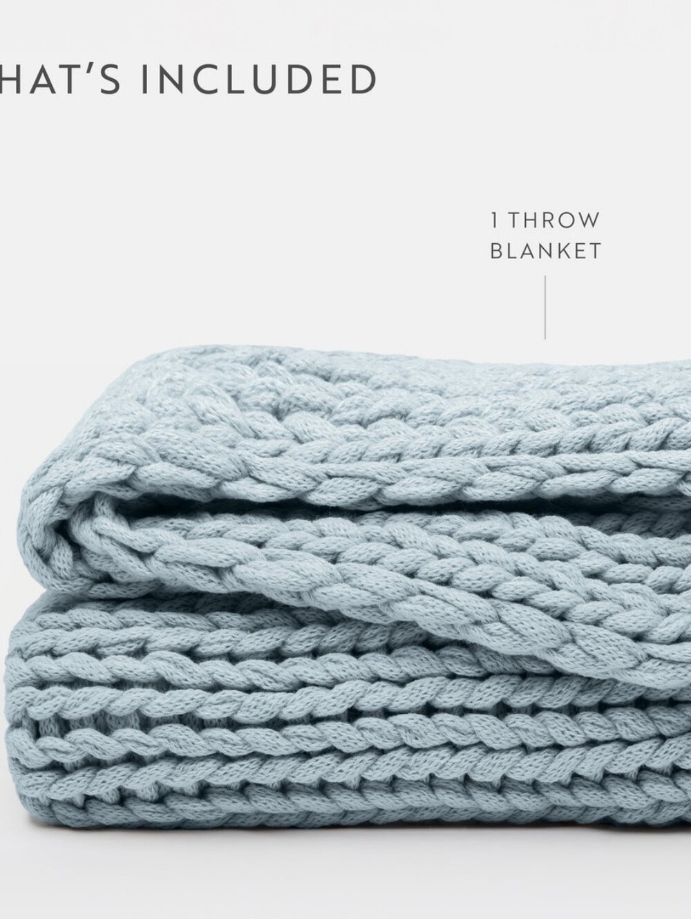 Cozy Chunky Knit Throw Blanket in Light Blue